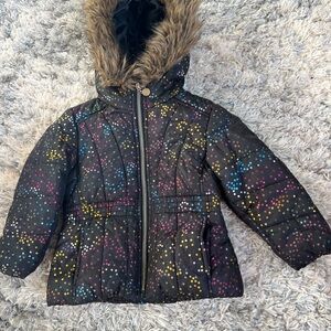 Rothschild Black Puffer Jacket with Colorful Dots